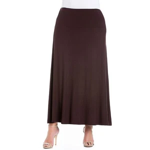 Maxi falda de tela elástica de tiro medio para mujer 24seven Comfort Apparel Plus, 2X - Imagen 1 de 3