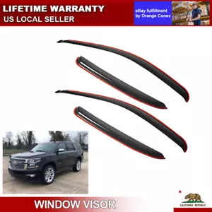 In-Channel Smoke Window Visor Fits 2007-2014 Chevy Tahoe GMC Yukon Rain Guard - Picture 1 of 14