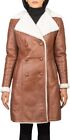 Women's Aurora Luxe Genuine Leather Double Breasted Shearling Over Coat