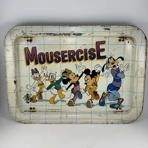 Walt Disney Mousercise Vintage Metal Tray Mickey Mouse Minnie Daisy Donald Goofy - Picture 1 of 9