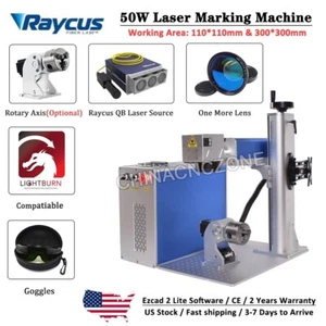 50W Raycus QB Fiber Laser Marking Machine Laser Engraver For Metal & Rotation US - Picture 1 of 13