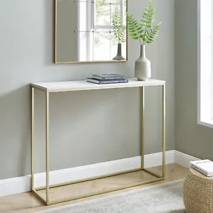 Console Table Entryway Hallway Furniture Industrial Golden Metal Frame Side Unit - Picture 1 of 3