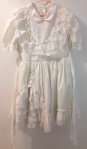 Vintage Honeybee Mädchen creme weiß Rüschenkrawatte Rückenkleid Gr. 10 - Bild 1 von 10