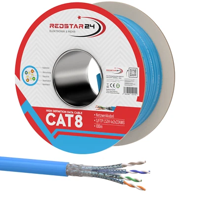 Cavo Rete Cat 8 Ethernet LAN CAT 8.1 AWG22 2000 MHz - Immagine 1 di 4