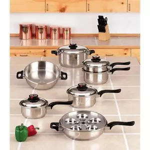 Juego de utensilios de cocina de acero inoxidable World's Finest™ 7 capas Steam Control™ 17 piezas T304 - Imagen 1 de 1