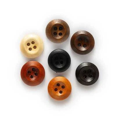 4 hole solid round wooden buttons for sewing, clothing, handwork, crafts 10-25mm - Image 1 of 4