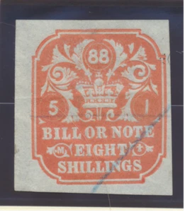 Great Britain Revenue Stamp/Cut Square , Bill or Note, Used, Eight Shillings - Picture 1 of 1
