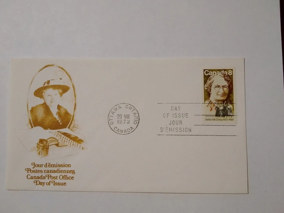 NELLIE McCLUNG CANADA FDC 1973 BEAUTIFUL COVER! - Image 1 of 1