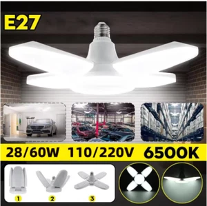 LED Folding Light Bulb B22/E27 Ceiling Lamp Fan Blade for Garage 48W/60W Cool - Picture 1 of 7