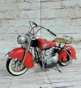 Red Indian Motorcycle 1:8-Scale Diecast 1956 Scout Handcrafted Figure Hot Cast - Picture 1 of 6
