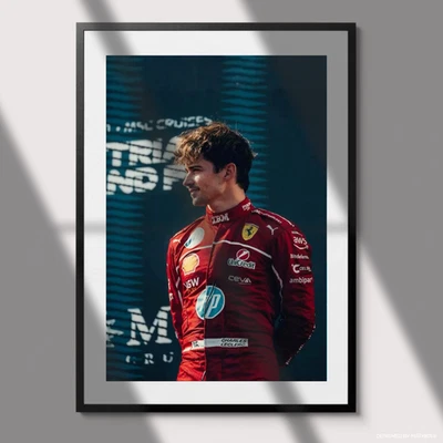 Arte de pared Charles Leclerc F1 Ferrari impresión póster Fórmula 1 carreras Foto 1 de 4