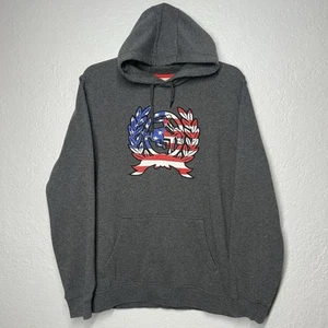 CINCH Pullover Hoodie Sweatshirt Men’s Medium Grey Cowboy Rodeo USA Flag - Picture 1 of 5