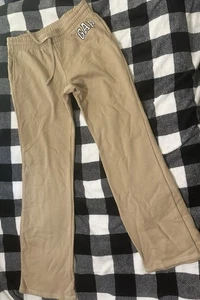 GAP Logo Open Hem COZY Fleece Sweatpants Hose TAN Damen MEDIUM TALL TOP - Bild 1 von 4