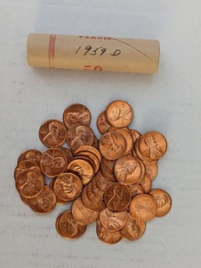 2 Rolls High Grade Unc.Lincoln Cents 1959 & 1959D *Free Shipping * - Picture 1 of 2