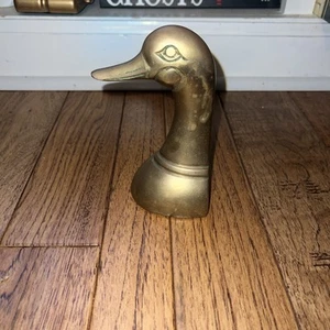 Vintage Solid Brass Bookend Door Stop Mallard Duck Head 6.5" Single  - Picture 1 of 5