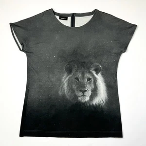 AKRIS Albert Kriemler Grey photoreal Lion Italian jersey Tee Shirt sz 10 - Picture 1 of 12