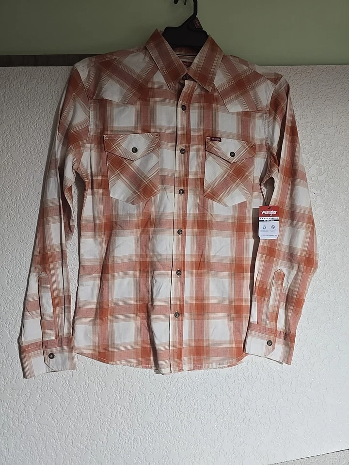 WRANGLER SHIRT MULTICOLOR PLAID BUTTON WORKWEAR WESTERN RODEO COWBOY SZ S