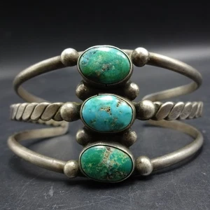 PULSERA BRAZALETE TURQUESA PLATA ESTERLINA MEDIADOS DE SIGLO PEÓN VINTAGE - Imagen 1 de 19