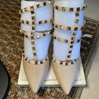 Auténtico Oro Valentino Garavani Rockstud Slingback Pump Zapato Tacón, 39 Foto 1 de 4