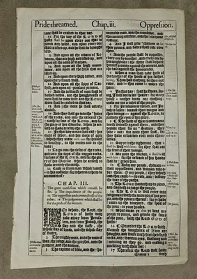 Original Leaf from the 1st Ed. of the 1611 King James Bible Printed Before 1650 - Image 1 of 4