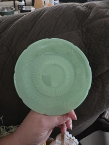 Anchor Hocking Fire King Alice jadeitgrün Untertasse 6" Blumenrand. ECHT SCHÖN! - Bild 1 von 5