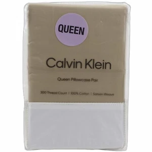 Calvin Klein 2 Fundas de Almohada Estándar Queen Beige Tostado 20" x 32" Algodón 300 TC - Imagen 1 de 1
