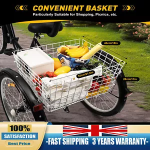 Adult Tricycle Folding Trike Bicycle 3-Wheel Bike 7-Speed Tricycle W/ Basket - Picture 1 of 11