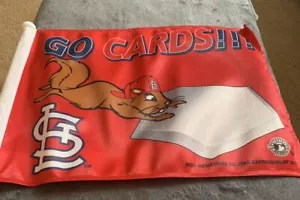 St Louis Cardinals World Series 2011, Rally Squirrel Go Cards Car Flag. - Picture 1 of 3