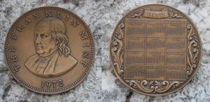 Moneda medallón calendario artístico Benjamin Franklin 1972 The Franklin Mint - bronce - Imagen 1 de 18