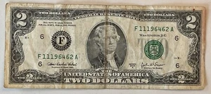 2003 US $2 Zwei Dollar Schein ~ F 11196462 A 3-of-a-kind Circulated FANCY Serial # - Bild 1 von 7
