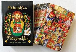 Russo Matryoshka Babushka 54 Playing Plastica Rivestito Carte Deck Sigillato - Picture 1 of 4