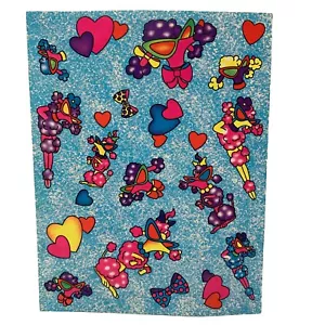 VINTAGE Lisa Frank Sticker Sheet - Polka Dot Poodles Sunglasses Hearts - S119 - Picture 1 of 8
