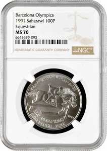 Western Sahara (Saharawi) 100 pesetas 1991, NGC MS70, "Equestrian" Top Pop 1/0 - Picture 1 of 2