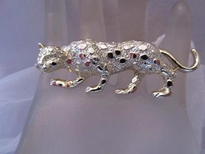 Vintage Gerry's 3D gepunkteter Leopard goldfarben Sterlingsilber (Vermeil) Anstecknadel/Brook - Bild 1 von 6