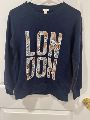 Moletom J.Crew Factory London pequeno gráfico azul floral B3499 - Imagem 1 de 4