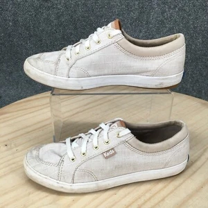 Keds Shoes Womens 6 Center Ticking Stripe Sneaker WF63383 White Brown Waterproof - Picture 1 of 11