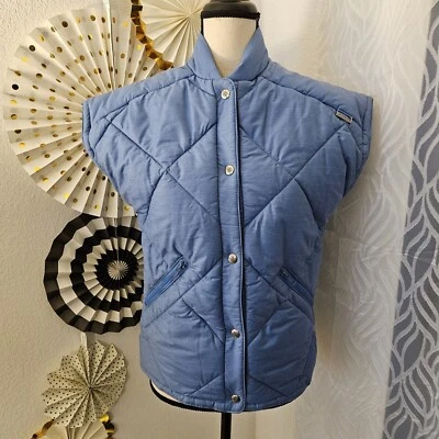 Chaleco acolchado vintage Edelweiss Skiwear | azul con botones | pequeño para mujer Foto 1 de 4