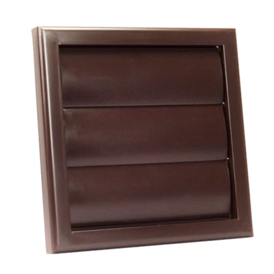 VENTS PVC Abluft Verschlussklappe braun mit 3 Lamellen 154x154mm, D 100mm Abluftklappe