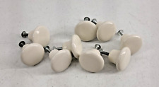 Vintage Lot of 9 White Porcelain Drawer Pull Knobs Round 1.25 inch with Screws