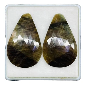 2 Pcs Natural Sapphire Pair 35x22mm Fancy Checker Cut Loose Gemstones 69.45 Cts - Picture 1 of 10