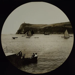 THE BAY PORT ERIN THE ISLE OF MAN C1910 ANTIQUE Magic Lantern Slide PHOTOGRAPH - Picture 1 of 5