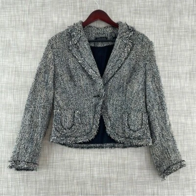 Valerie Stevens lines raw hem woven textured blazer Women's 10P. 8741/b - Image 1 of 4