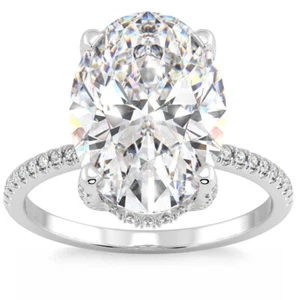 Certified 5.33Ct H/VS2 Oval Diamond Side Halo Engagement Ring 14k Gold Lab Grown - Picture 1 of 8