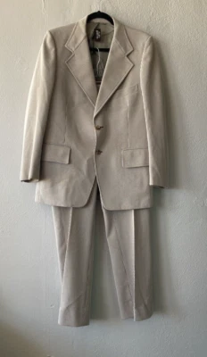 Vintage 70s Gray  / Tan Pheonix Mod 2pc Suit Size M - Image 1 of 4