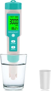 Aquarium Salt Tester -Pool Salt Tester, Versatile 5 In1 Salinity, PH, TDS, EC, a - Picture 1 of 12