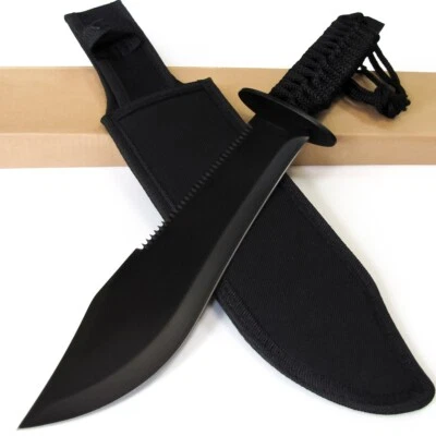 Combat Survival Hunting Knife - Big 15" Black Fixed Blade Outdoor Hunter Sheath - Image 1 of 4