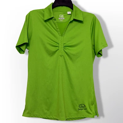 Camisa polo de golf Cutter & Buck para mujer grande verde acanalada DryTec Juniper Hill Foto 1 de 4