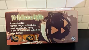 Vintage Decorative Pumpkin Halloween 10 Light Set Tested & Works - Picture 1 of 3