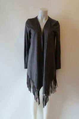 MUJER YA LOS ANGELES GRIS FLECOS IMITACIÓN GAMUZA CÁRDIGAN ABIERTO M * Foto 1 de 4