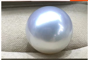 Huge 14mm natural south sea genuine white round loose pearl half drilled 288AAA - Picture 1 of 4